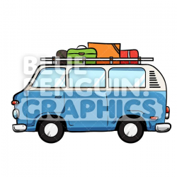 Camper Van Vector Cartoon Clipart Illustration