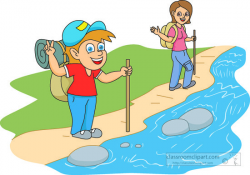 Summer camper hiking near stream » Clipart Portal