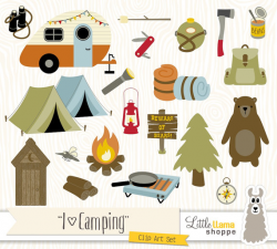 Camping Clipart, Vector Backpacking Clip Art, Camp Clipart, Hiking ...