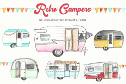 Watercolor Clip Art - Campers