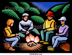 Family sitting around campfire Vector Clip art