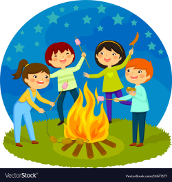 Kids having bonfire