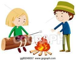 EPS Illustration - People camping out by the fire. Vector ...