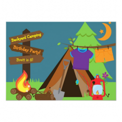 Backyard Camping Campout Sleepover Birthday Invite