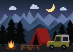 Night Time Camping Vector - Download Free Vectors, Clipart ...