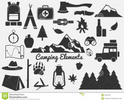 camping symbols free vintage pictures | Camping Icon Set ...