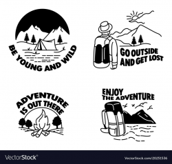 Camping simple line label