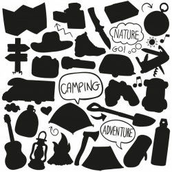 Camping mountain silhouette vector clip art design shape ...