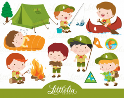 Boys scout clipart - boys camping clipart - 17033 | Products | Clip ...