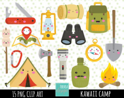 50% SALE CAMP clipart, kawaii clipart, camping digital clipart | TpT
