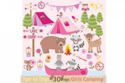 Girls Camping Clipart