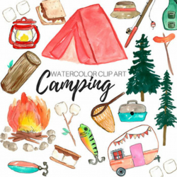 Watercolor Camping Clipart Set - Personal and Commercial Use by ...