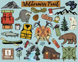 Hiking Clipart, camping clipart, hiking clip art, bullet journal ...