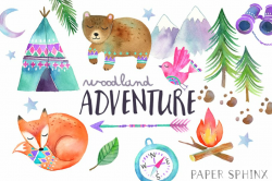 Woodland Adventure Watercolor Pack ~ Graphics ~ Creative Market