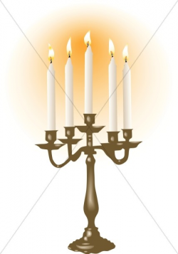 White Candles in Candelabra | Church Candle Clipart