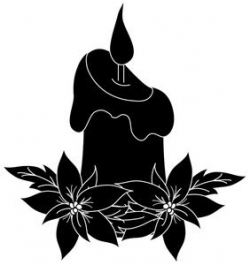 Christmas Candle Clipart Image: Black and white silhouette ...