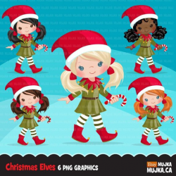 Christmas Elf Clipart. Cute noel illustration, elves with ...