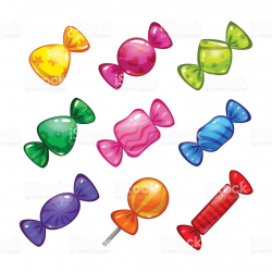 Funny cartoon colorful candies set on white background, vector sweet ...
