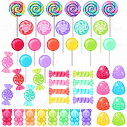 Rainbow Candy Clipart, Sweet Shop Birthday Candy Clip Art, Lollipops ...