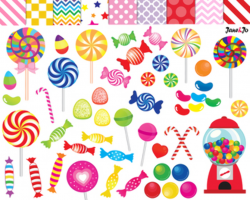 Candy clipart Lollipop Candy Digital paper sweet clip art gumball  Backgrounds