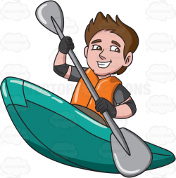 A man enjoying his time in a kayak boat #cartoon #clipart ...