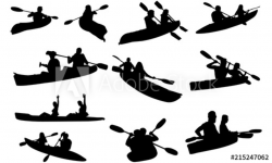 Couple Kayaking Silhouette | People in Canoe Vector ...