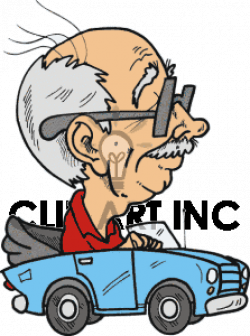 Old Man Driving Car Clipart