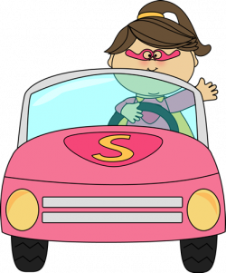 Girl Driving Car Clipart