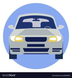 Car logo rides in minimalist style cartoon flat