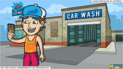 A Guy With Braces Shoots A Selfie and A City Auto Car Wash Background