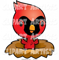 Cute Red Baby Cardinal Chick In A Nest Clipart by Cory ...