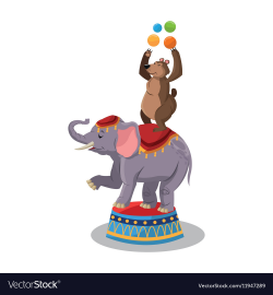 Elephant and bear of circus and carnival design