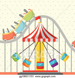 Vector Stock - Roller coaster chair carousel carnival fun ...