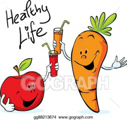 Vector Illustration - Apple and carrot juice drink for he ...