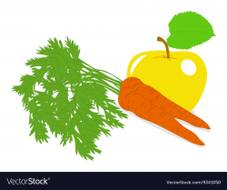 Carrot and yellow apple on a