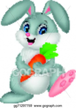 Vector Stock - Happy rabbit cartoon holding carrot. Clipart ...