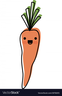 Kawaii carrot vegetable in watercolor silhouette