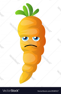 Sad cartoon carrot on white background vector image