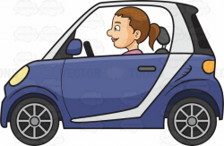 A woman driving a smart car #cartoon #clipart #vector ...