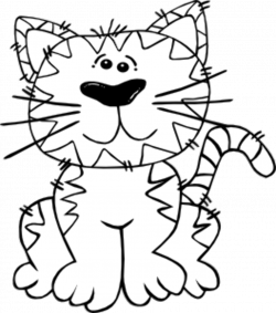 Black and white clipart images of a cat sitting on a mat collection