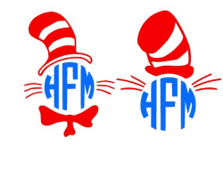 Cat Hat Monogram SVG, Read Across America svg, or Silhouette ...