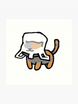 Neko Atsume Bag Cat (Spooky) | Art Print