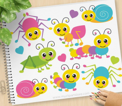 Crawling Bugs Clipart, cute, insects, spider, cricket ...