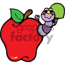 caterpillar coming out of an red apple image clipart. Royalty-free clipart  # 405253