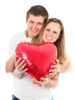 Young Couple Holding a Red Heart Pillow PNG Image - PngPix