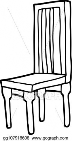 Vector Stock - Black and white cartoon wooden chair. Clipart ...