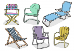 Lawn Chair Hand Drawn Doodle Vector Illustration Collection ...