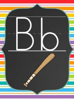 Classroom Poster Set (Chalkboard and Rainbow Theme) ABC, Numbers, Shapes,  Colors