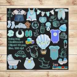 Baby Boy\'s Chalkboard Clipart Baby Clothes by ...