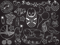 Chalkboard Baby Clipart - Digital Vector Baby Boy, Girl ...